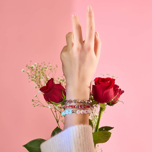 Bracelet Love en verre Firefly en argent sterling 925 blanc x rose